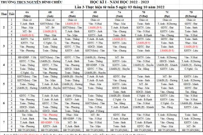 Thời khóa biểu lần 3