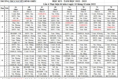 Thời khóa biểu lần 4